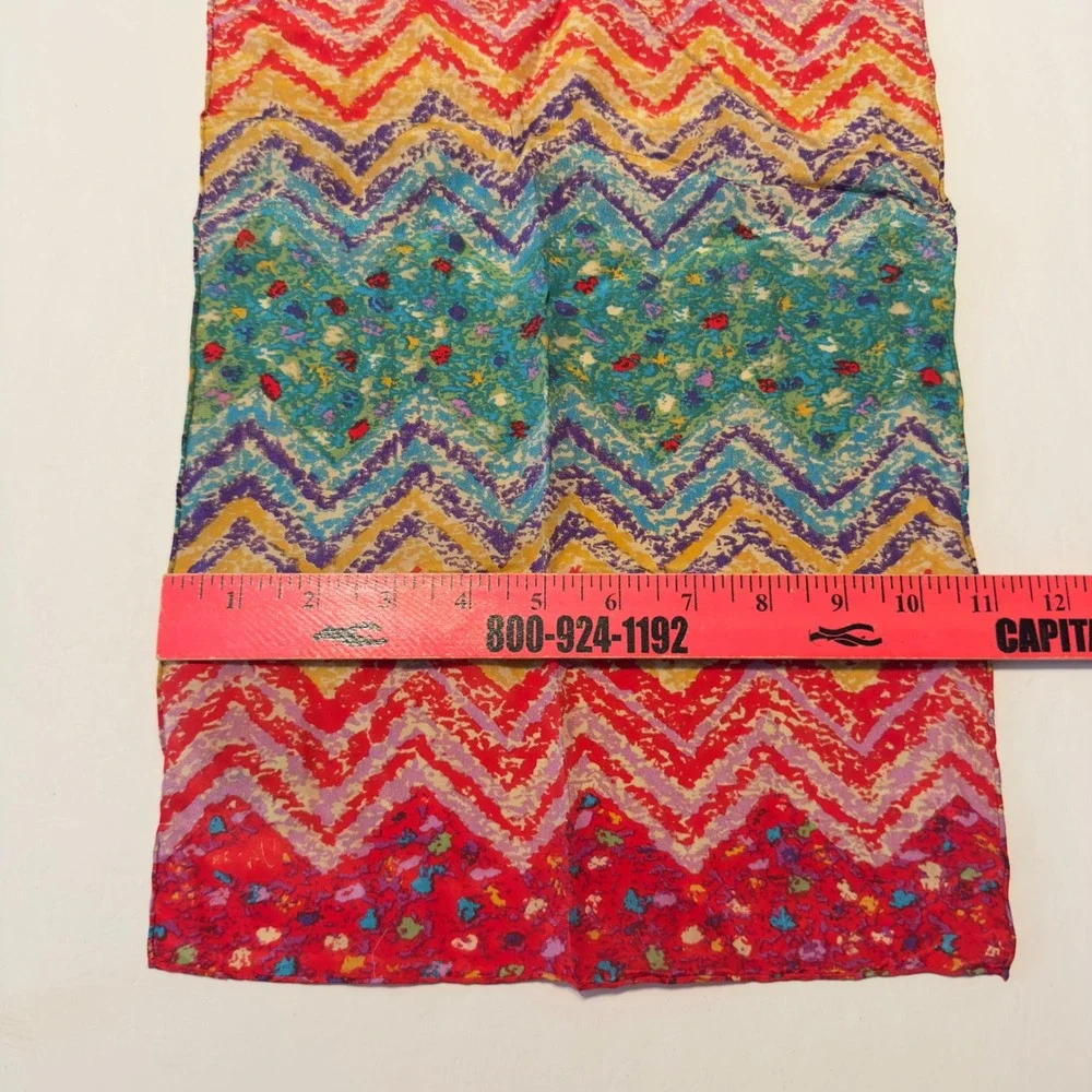 Vera The Honey Collection Silk Scarf Multicolor‎ Chevron Zigzag 50x11 Abstract